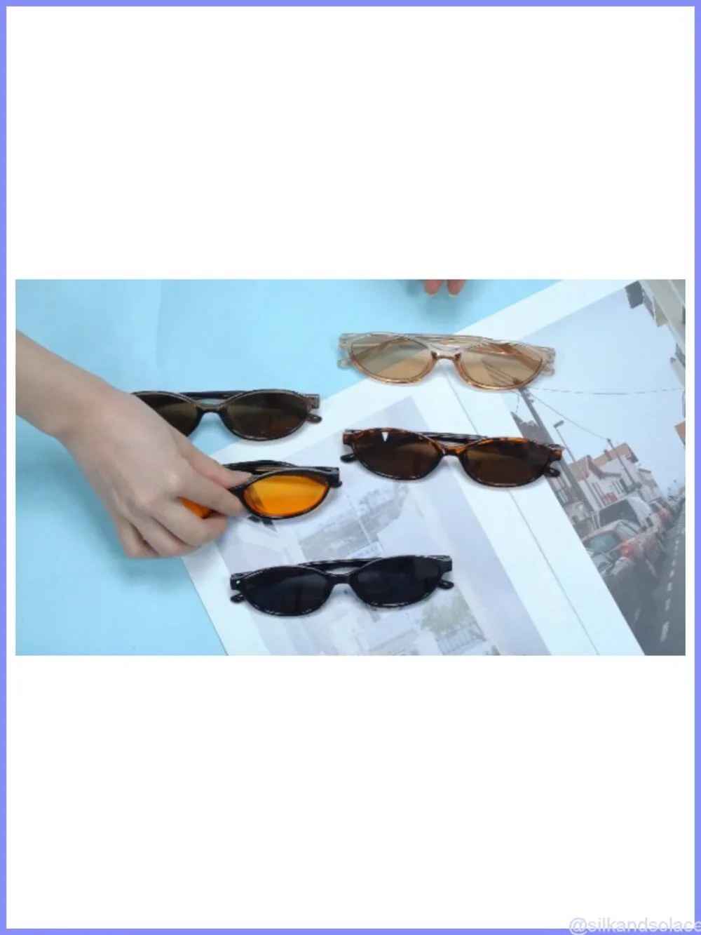 Retro Oval Cat Eye Sunglasses Set 3 Pairs Lightweight Plastic UV Protection